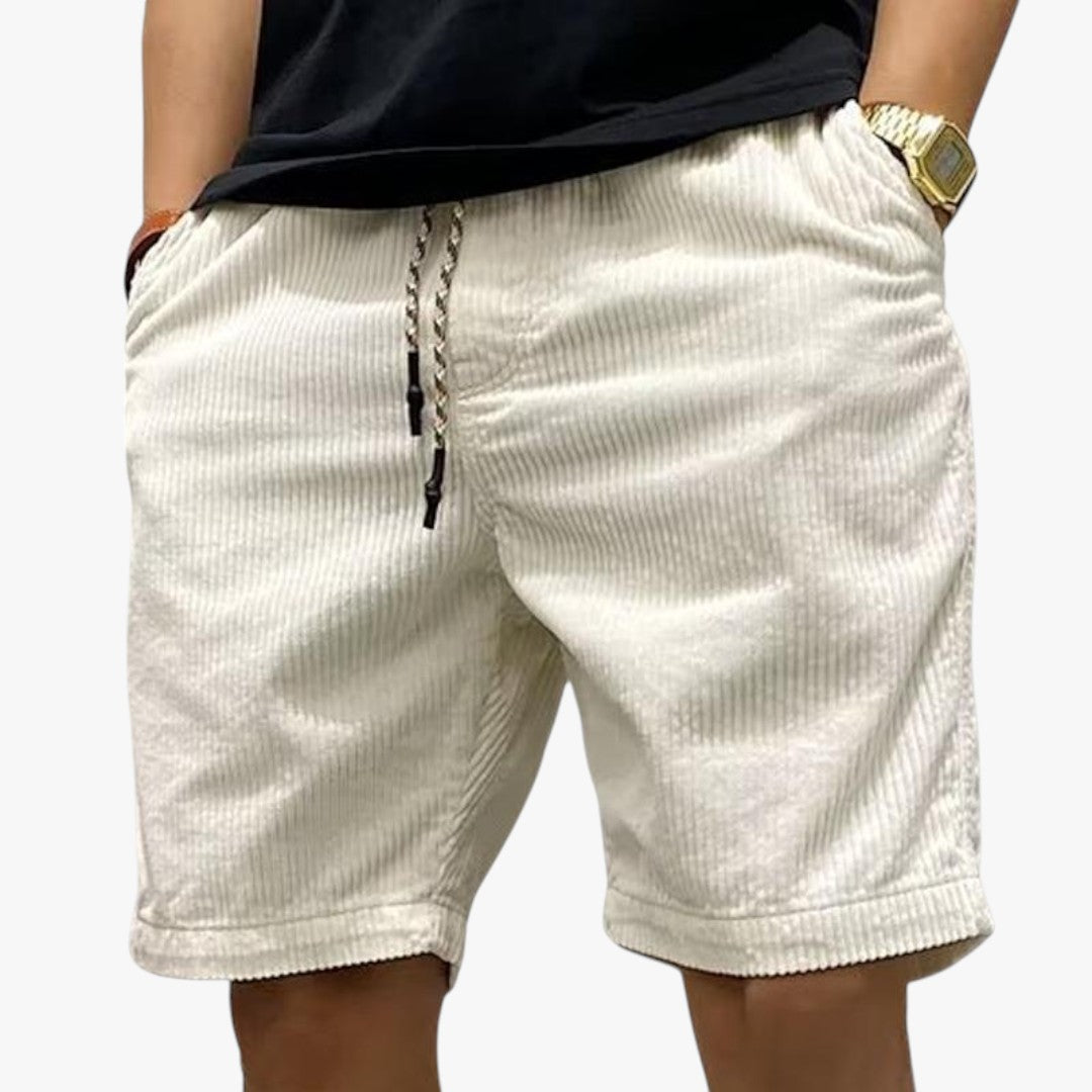Miles & Luna Solid Color Corduroy Elastic Waist Cargo Shorts for Men