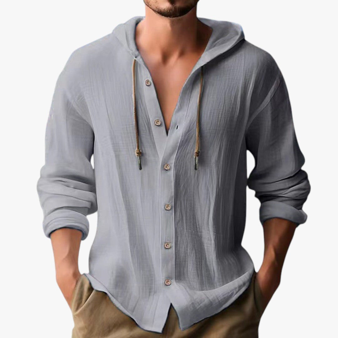 Miles & Luna Solid Color Single Breasted Long Sleeve Summer Hoodie for Men