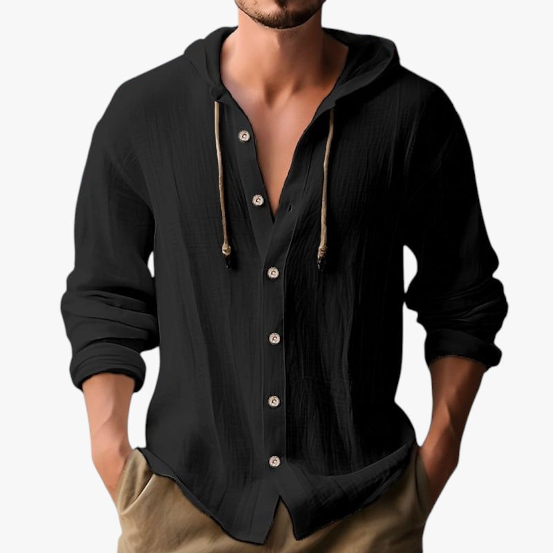 Miles & Luna Solid Color Single Breasted Long Sleeve Summer Hoodie for Men