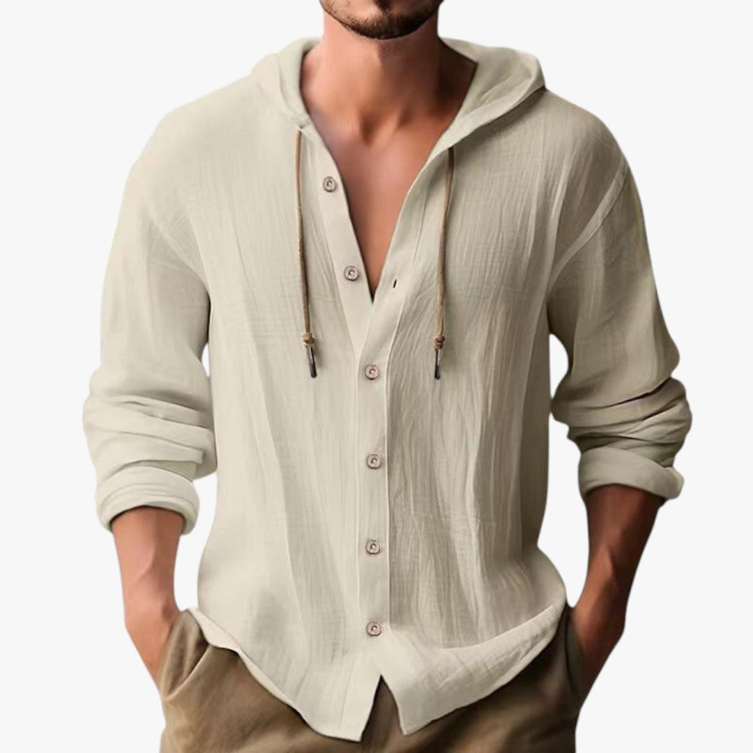 Miles & Luna Solid Color Single Breasted Long Sleeve Summer Hoodie for Men