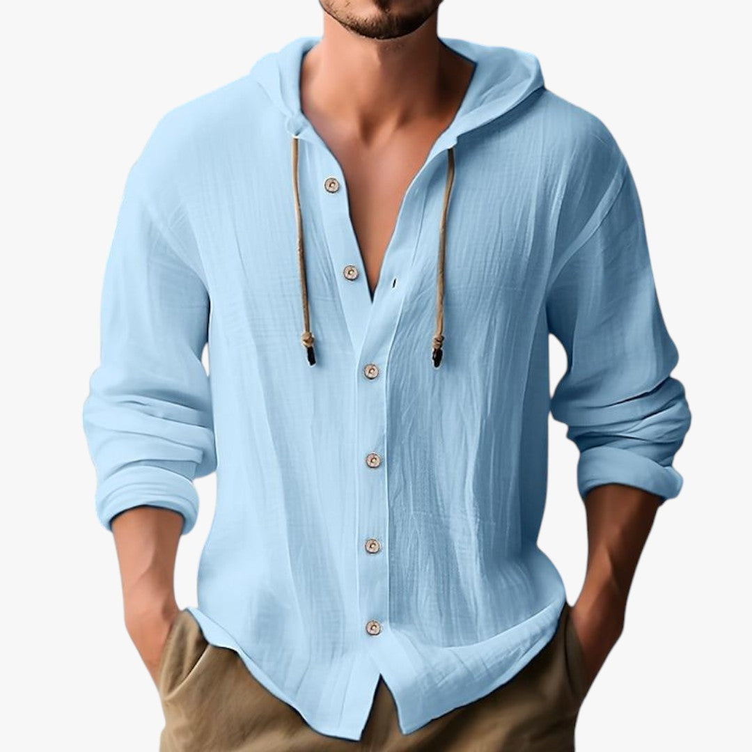 Miles & Luna Solid Color Single Breasted Long Sleeve Summer Hoodie for Men