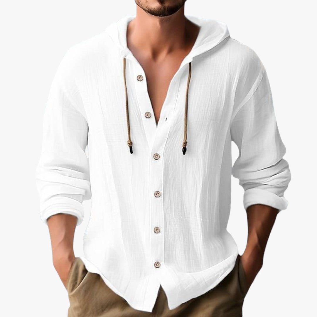 Miles & Luna Solid Color Single Breasted Long Sleeve Summer Hoodie for Men