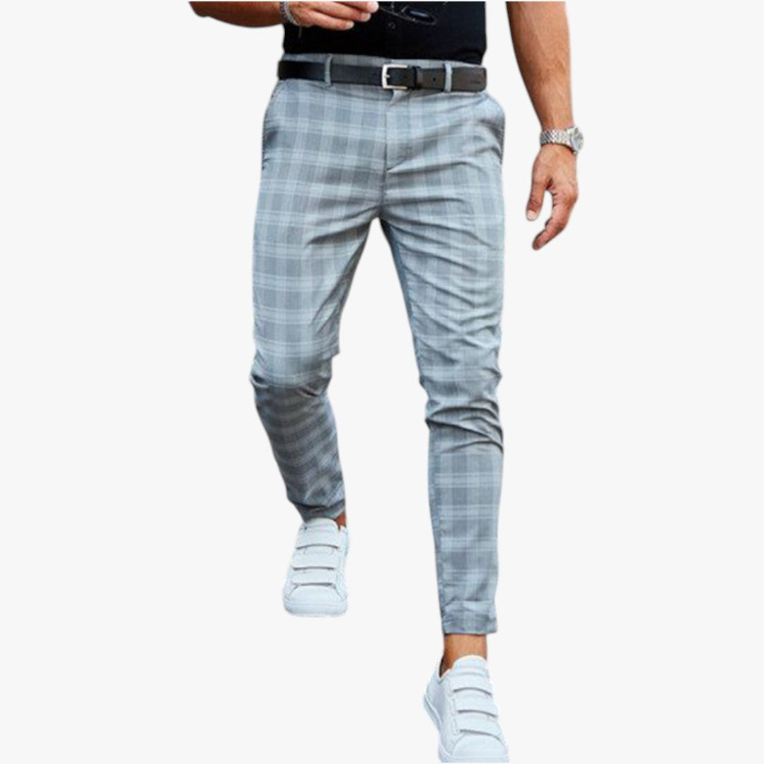 Miles & Luna Stretchy Checkered Chino Pants for Men