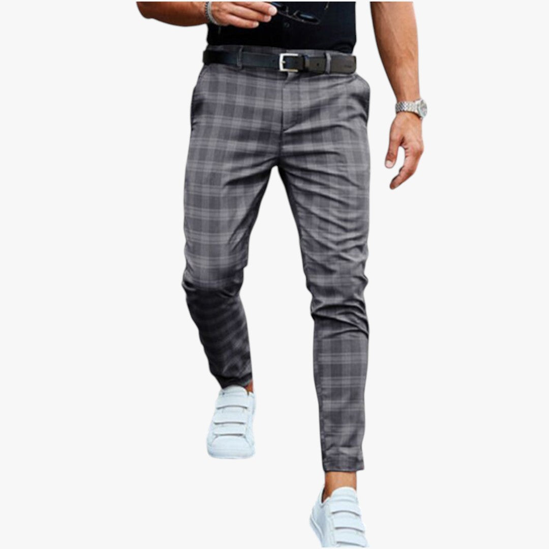 Miles & Luna Stretchy Checkered Chino Pants for Men