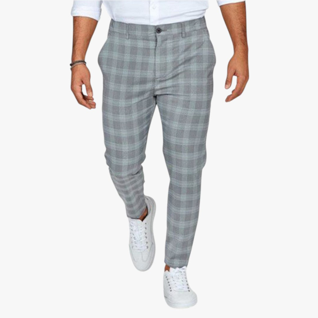 Miles & Luna Stretchy Checkered Chino Pants for Men