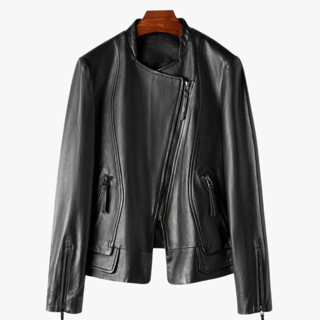 Miles & Luna Striking Leather Jacket Long Sleeve for Women