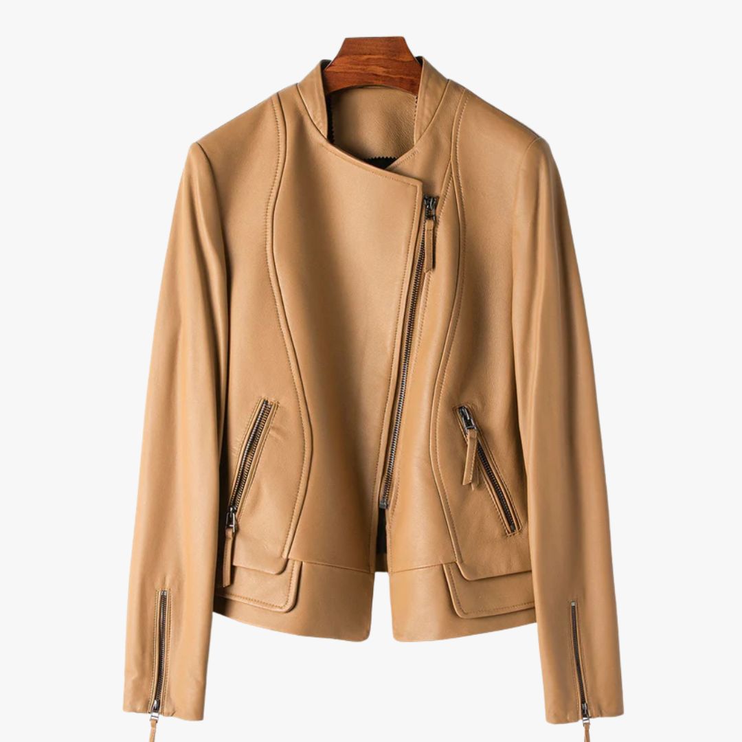 Miles & Luna Striking Leather Jacket Long Sleeve for Women
