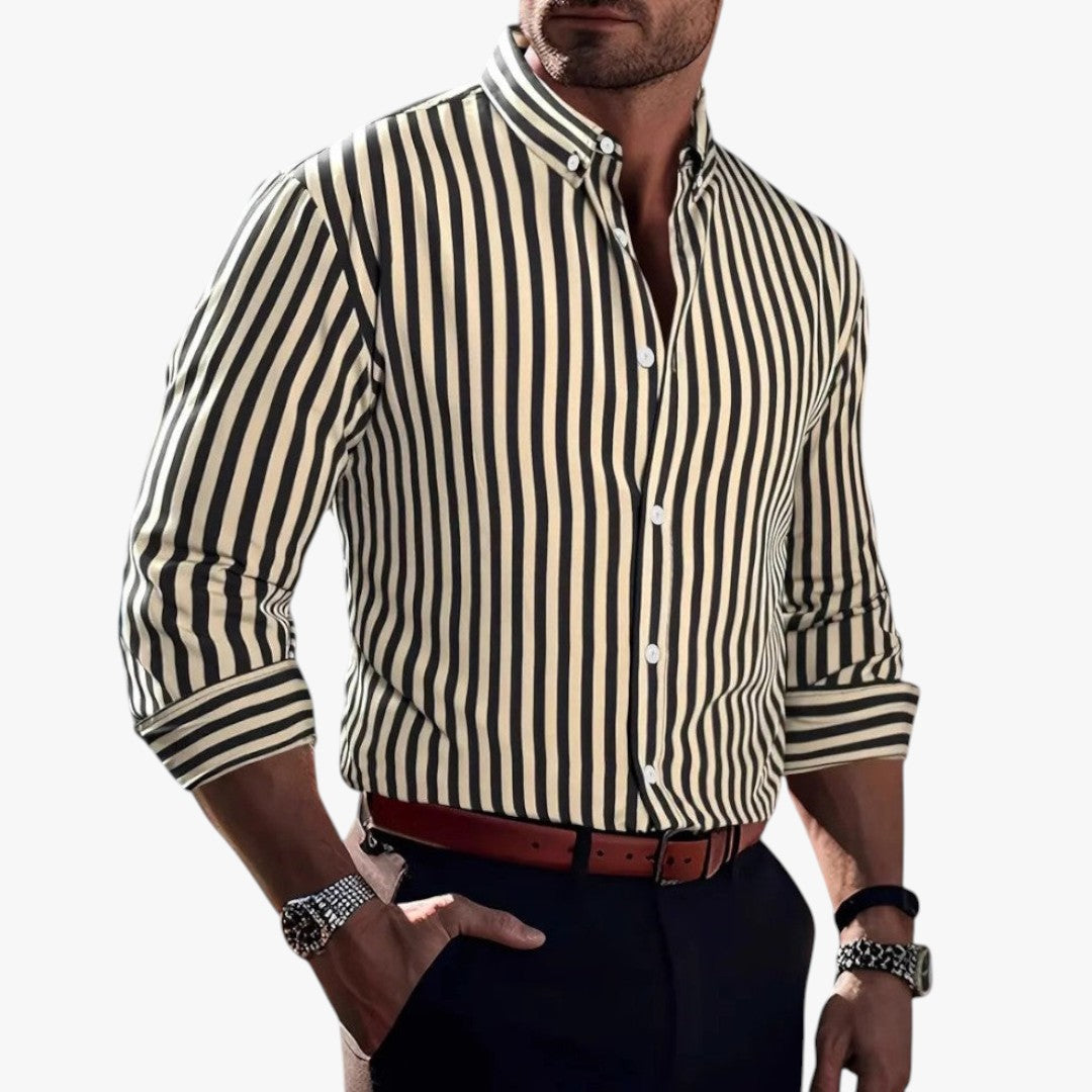 Miles & Luna Striped Button-Up Shirt Casual Business Old Money for Men
