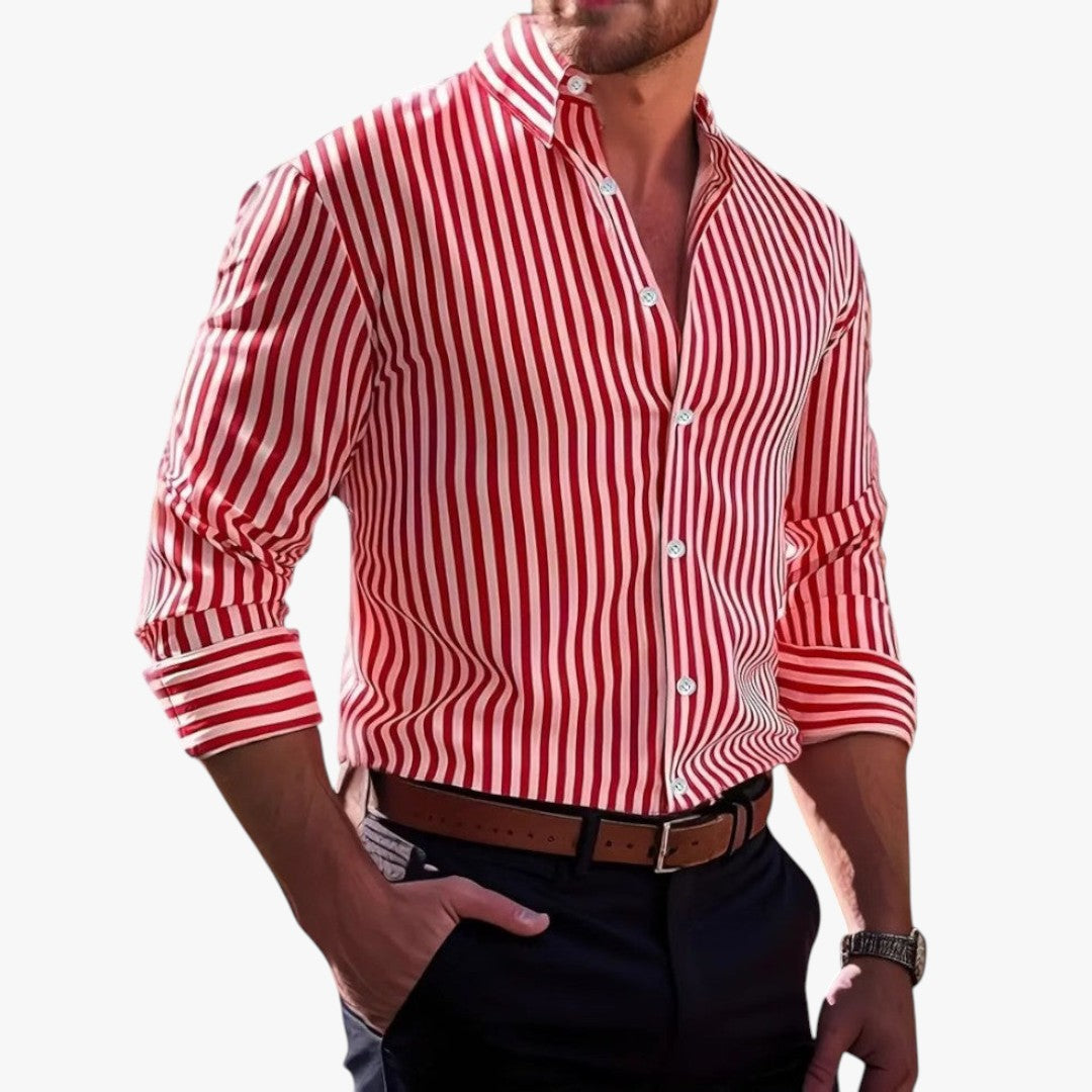 Miles & Luna Striped Button-Up Shirt Casual Business Old Money for Men