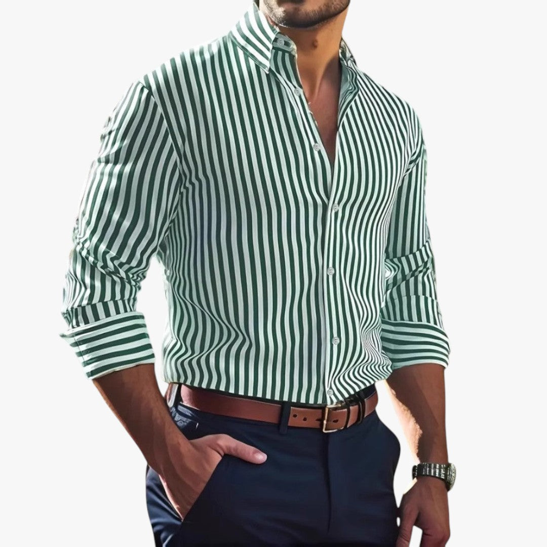 Miles & Luna Striped Button-Up Shirt Casual Business Old Money for Men