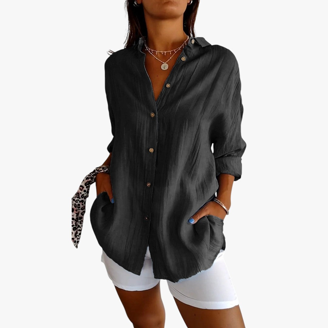 Miles & Luna Striped Polo Blouse Casual for Women