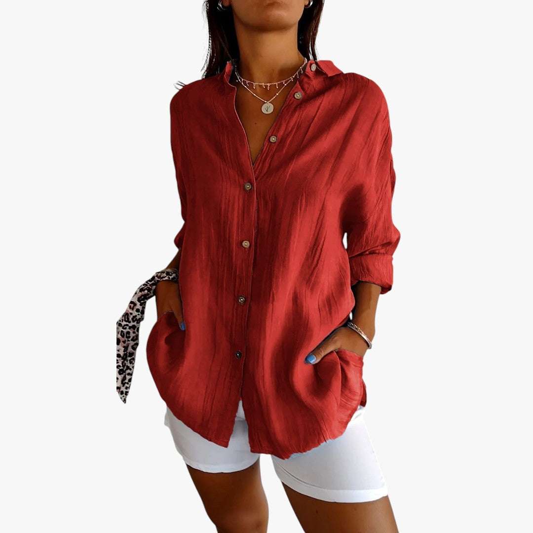 Miles & Luna Striped Polo Blouse Casual for Women