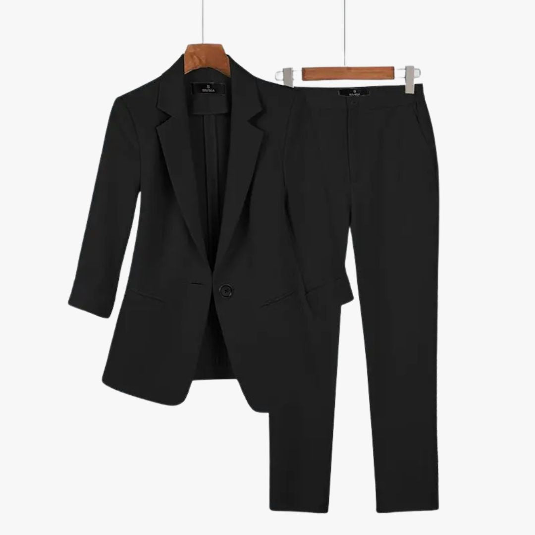 Miles & Luna Structured Fit Single Button Tailored 2-Piece Suit for Women