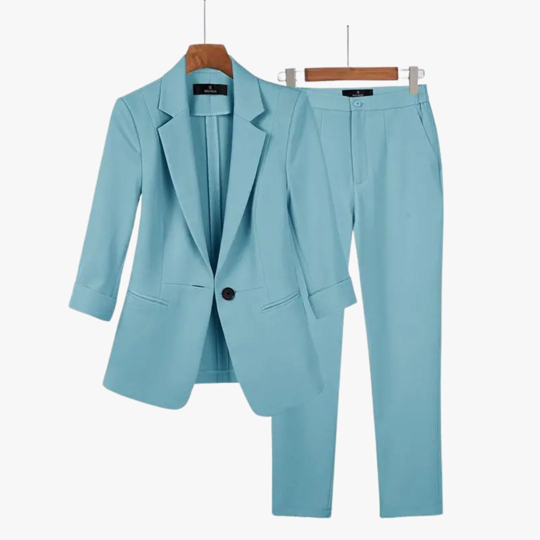 Miles & Luna Structured Fit Single Button Tailored 2-Piece Suit for Women