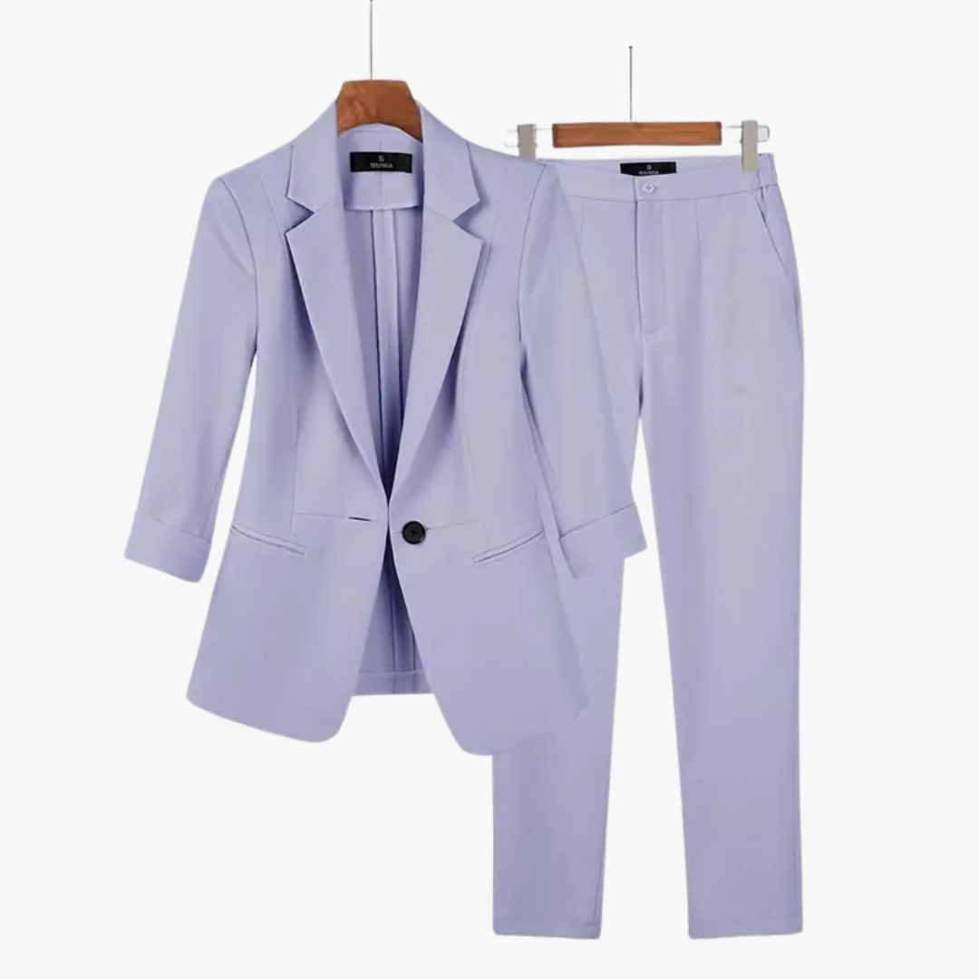 Miles & Luna Structured Fit Single Button Tailored 2-Piece Suit for Women
