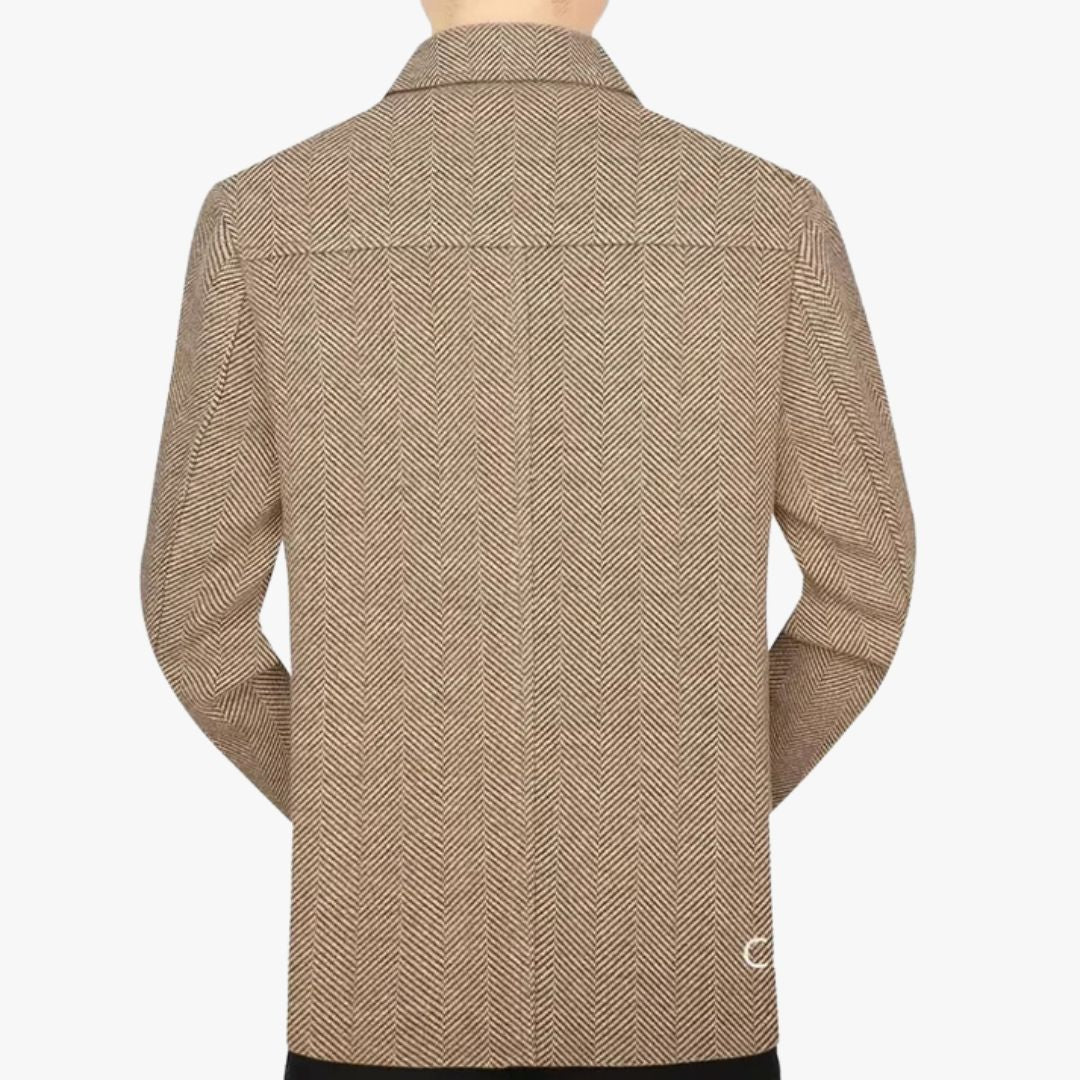 Miles & Luna Stylish Slim Fit Blazer with Herringbone Pattern and Four-Button Closure for Men