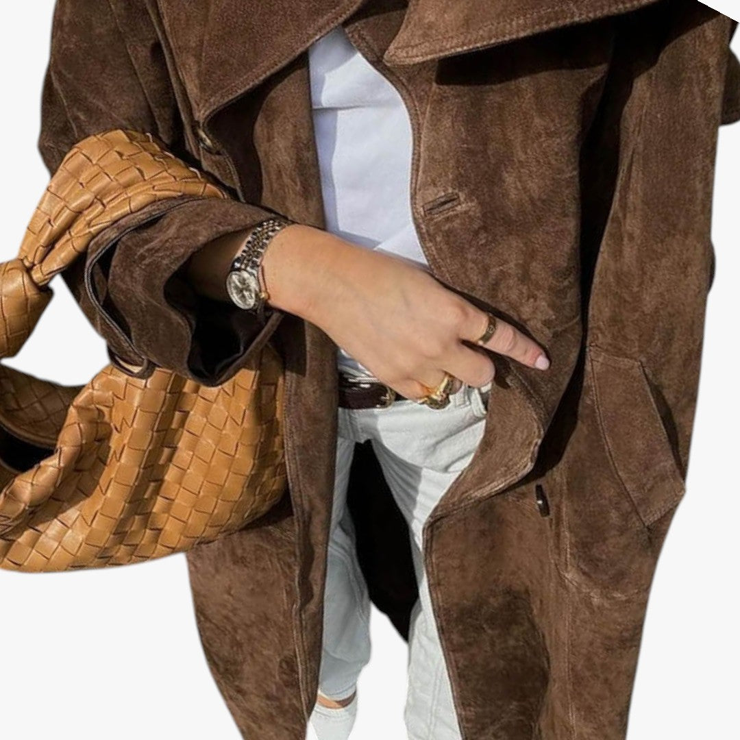 Miles & Luna Stylish Suede Trench Coat for Women