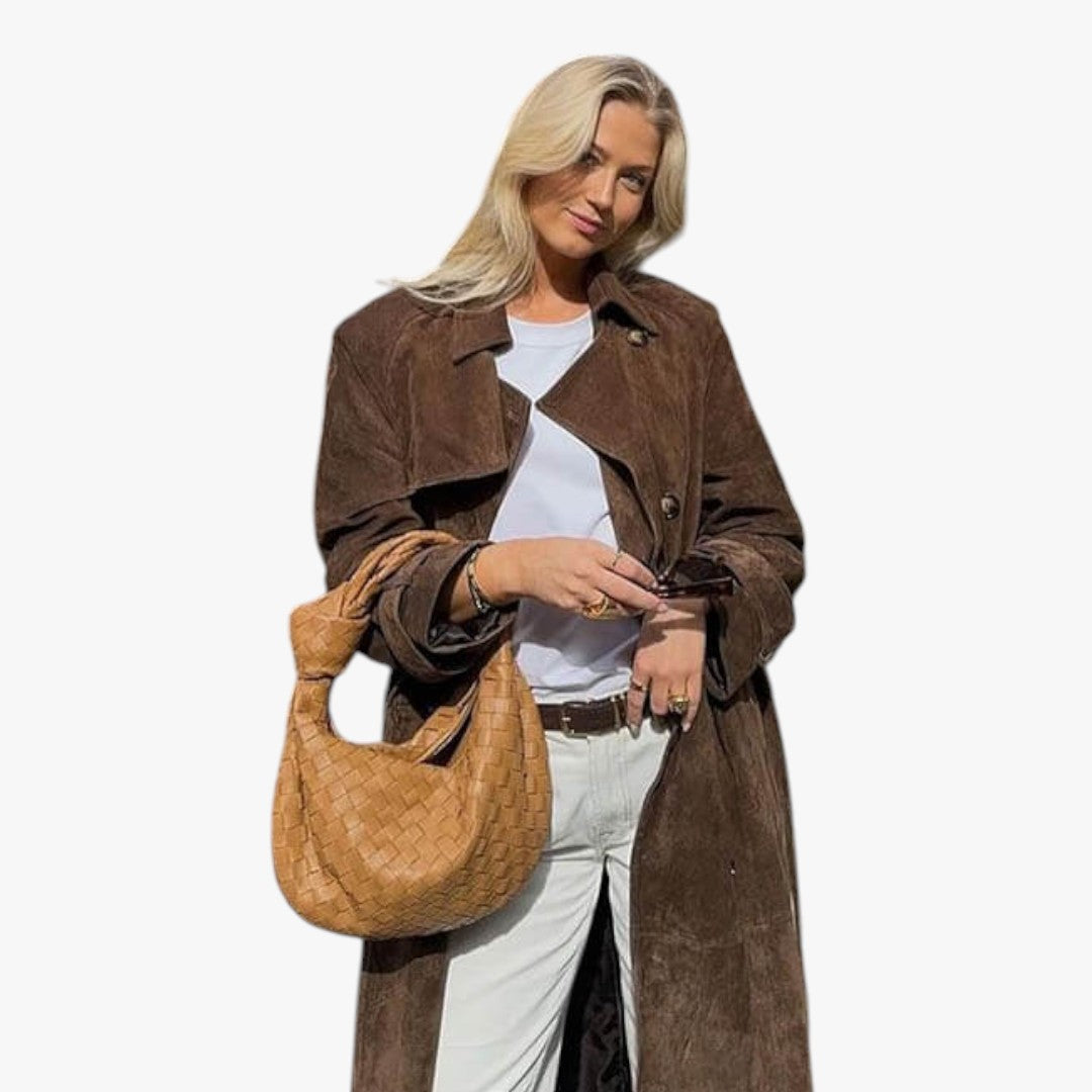 Miles & Luna Stylish Suede Trench Coat for Women