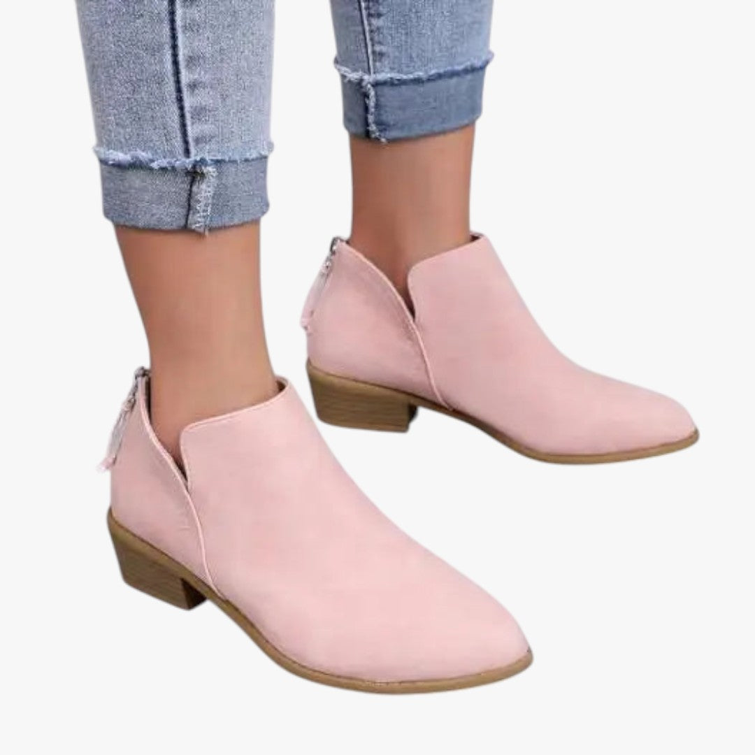 Miles & Luna Suede Ankle Boots with Zipper and Heel for Women