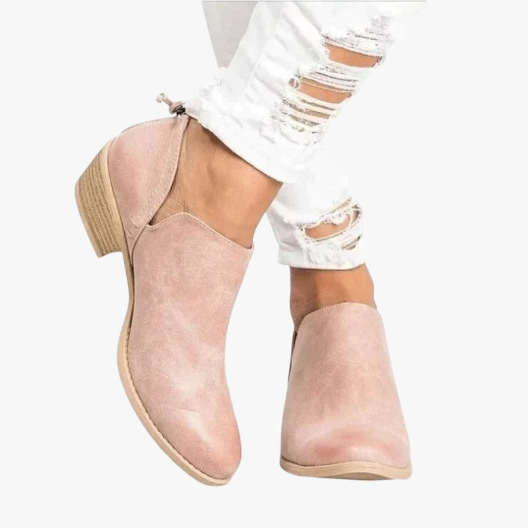 Miles & Luna Suede Ankle Boots with Zipper and Heel for Women
