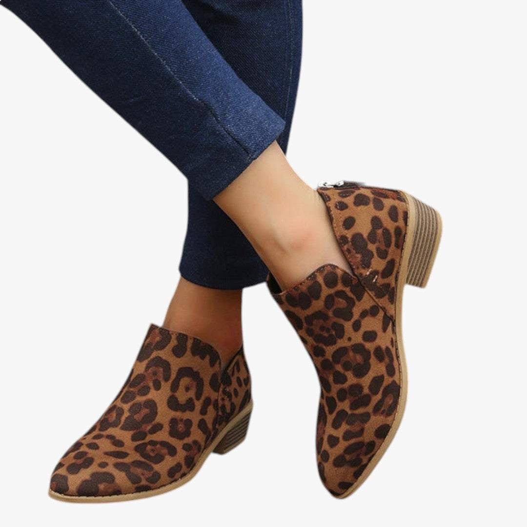 Miles & Luna Suede Ankle Boots with Zipper and Heel for Women