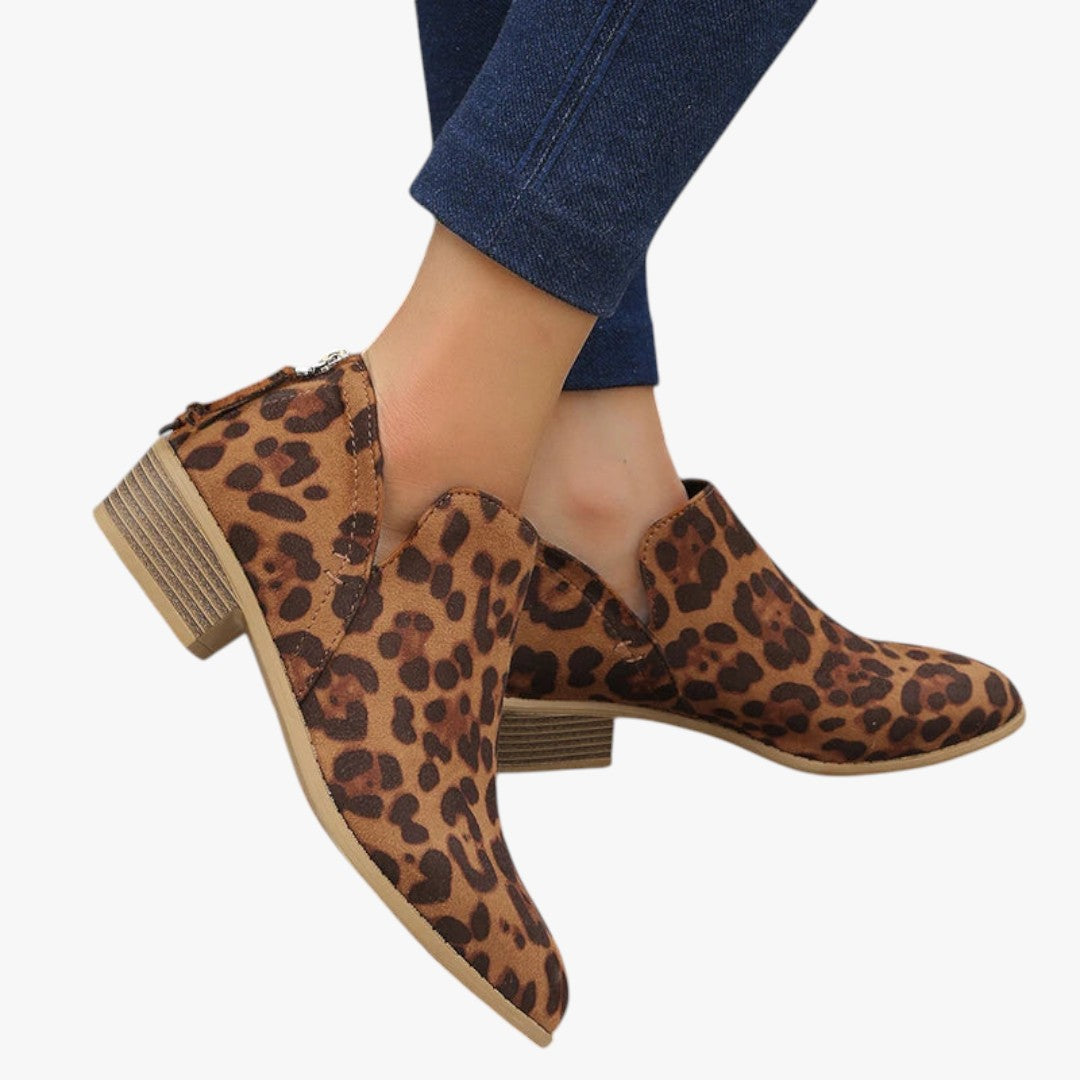 Miles & Luna Suede Ankle Boots with Zipper and Heel for Women