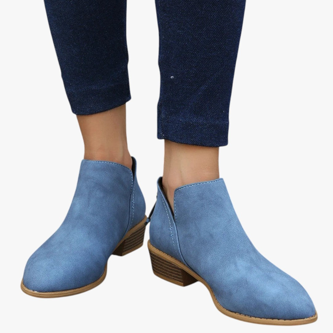 Miles & Luna Suede Ankle Boots with Zipper and Heel for Women