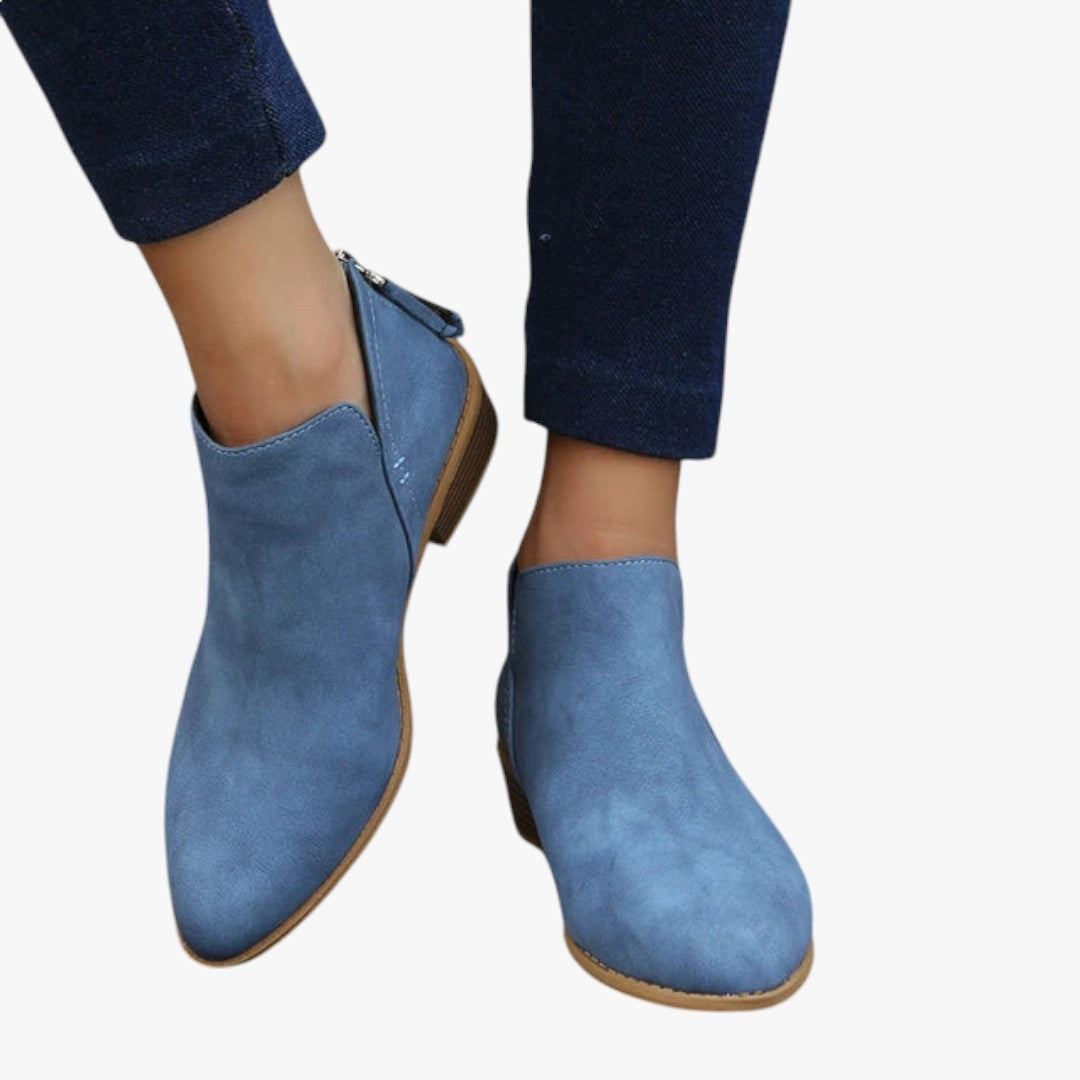 Miles & Luna Suede Ankle Boots with Zipper and Heel for Women
