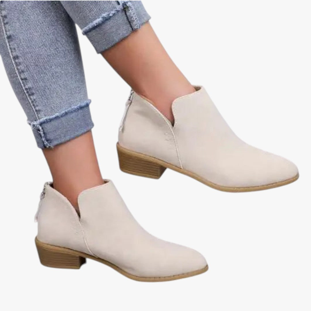 Miles & Luna Suede Ankle Boots with Zipper and Heel for Women