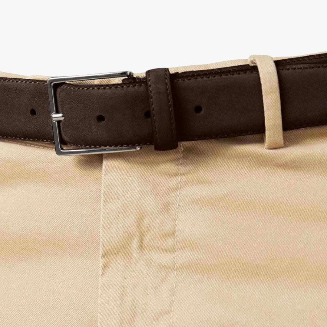 Miles & Luna Suede Leather Belt Classic Buckle Old Money Style for Men