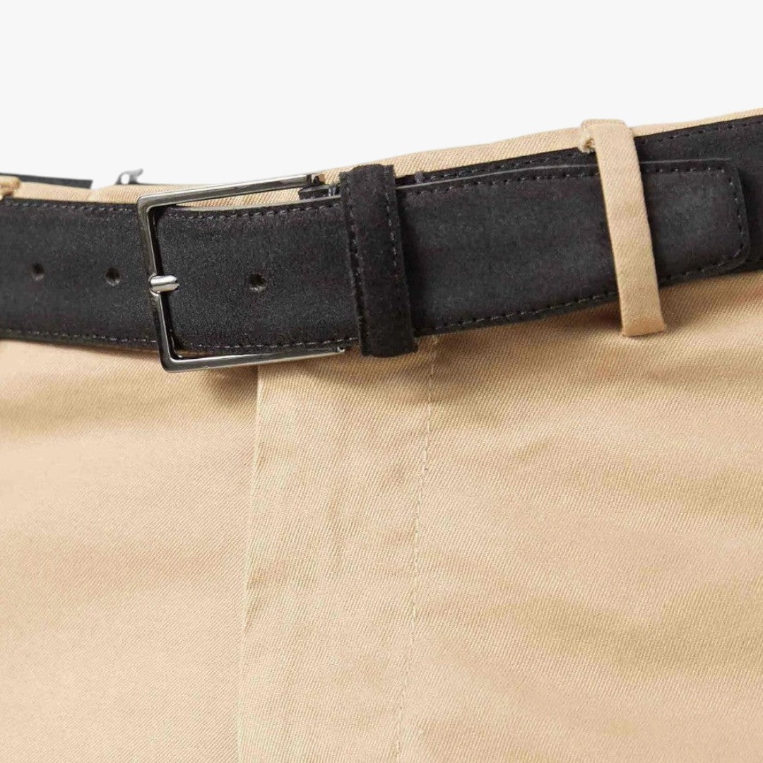 Miles & Luna Suede Leather Belt Classic Buckle Old Money Style for Men