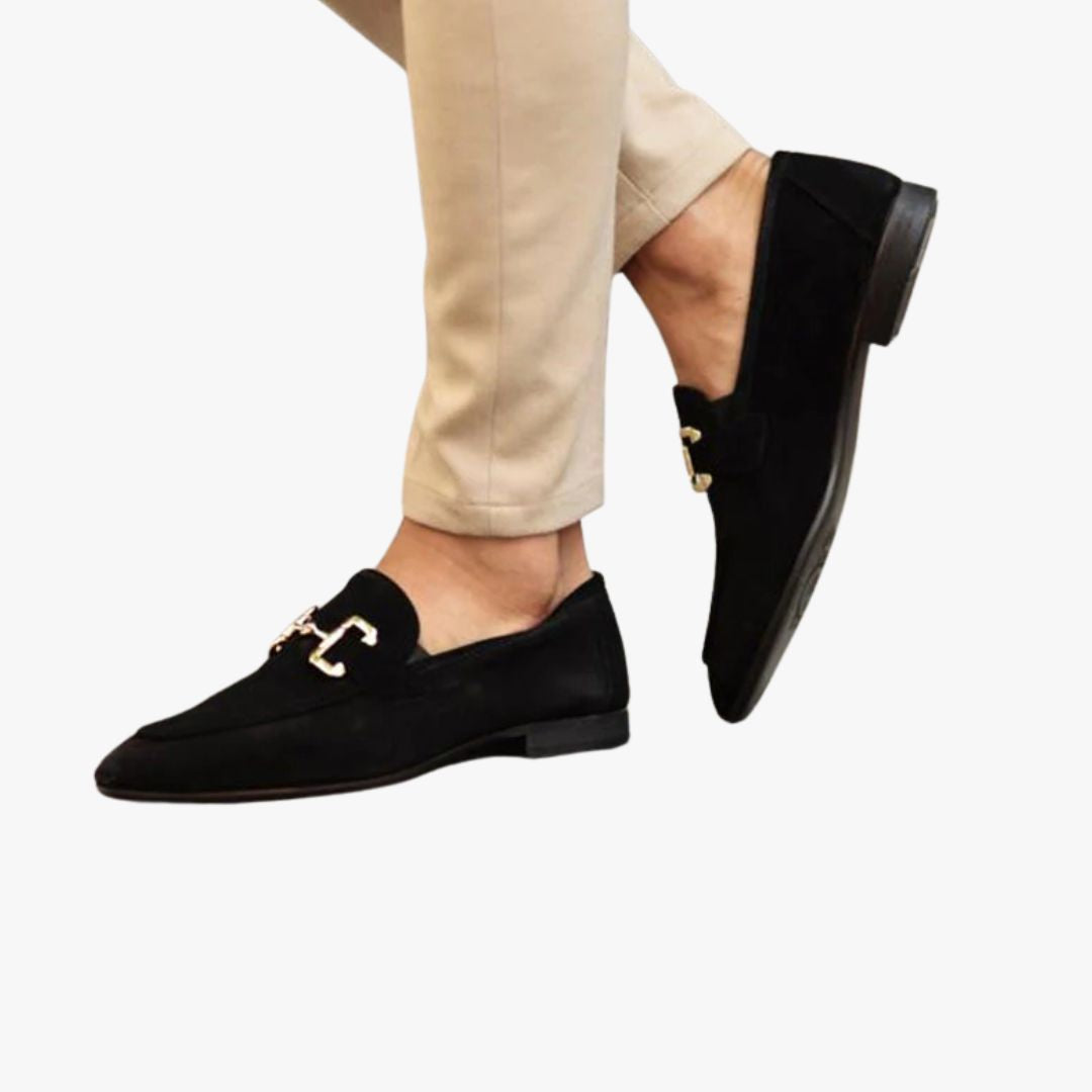 Miles & Luna Suede Loafers Elegant Horsebit Detail Almond Toe Versatile Semi-Formal Wear for Men
