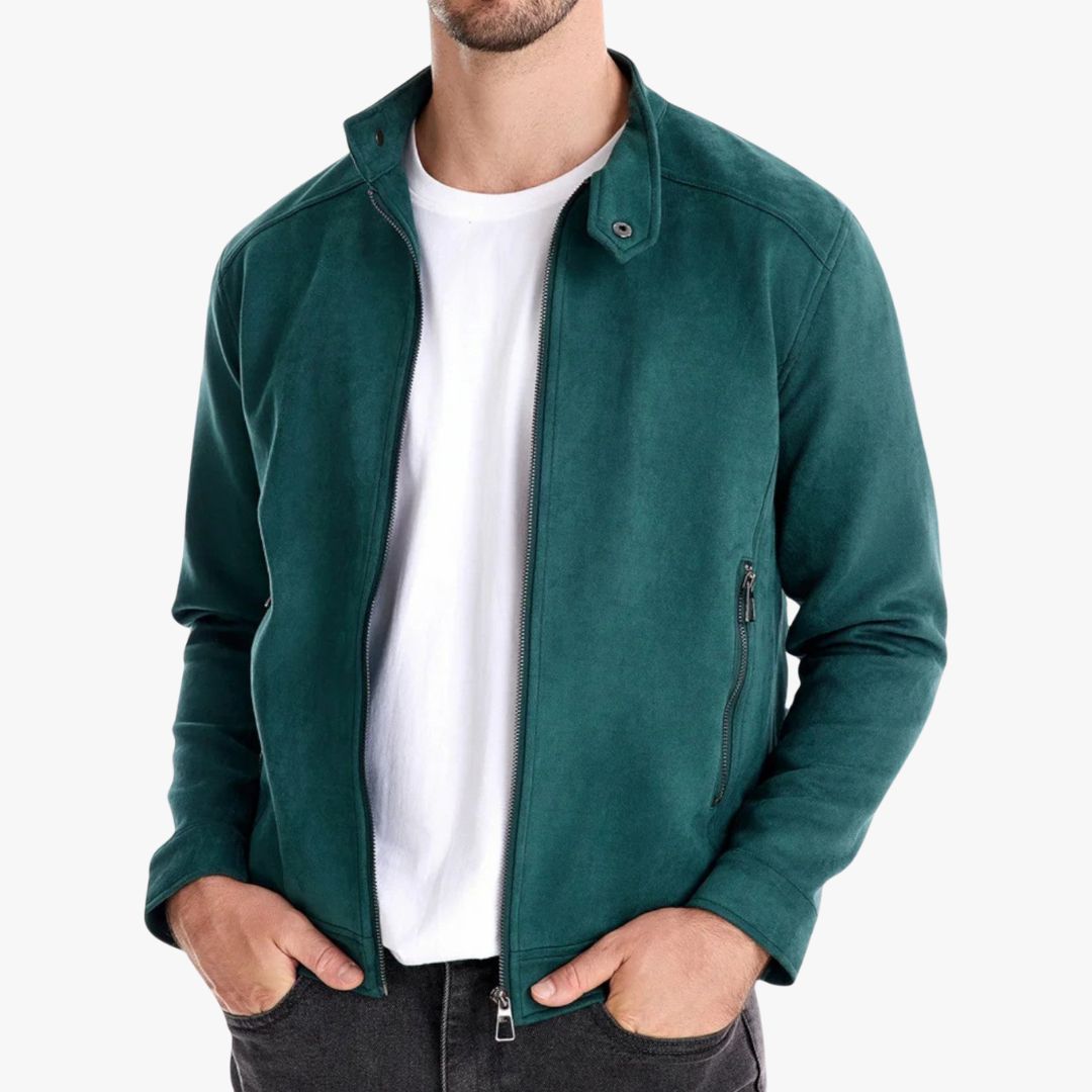 Miles & Luna | Suede Summer Jacket Casual Leather Bomber for Men