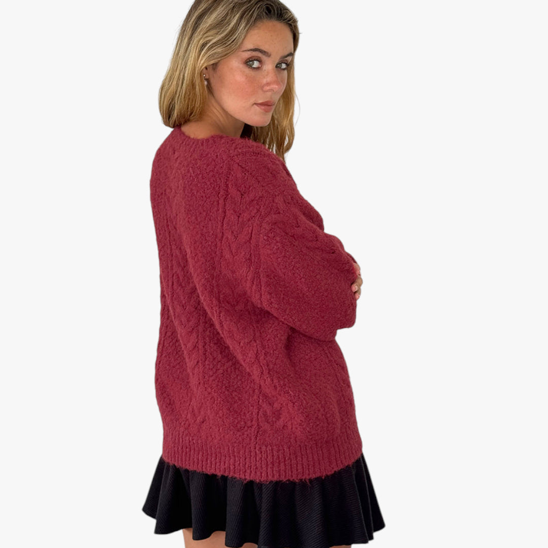 Miles & Luna Sweater – Knitted cardigan with pearl buttons for women