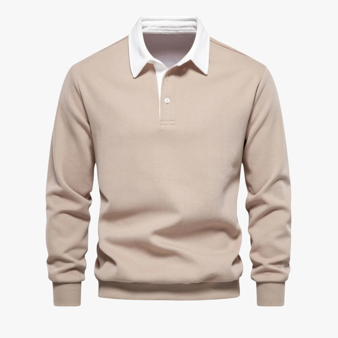 Miles & Luna Sweater - Long-sleeve cotton polo sweater for casual wear for men
