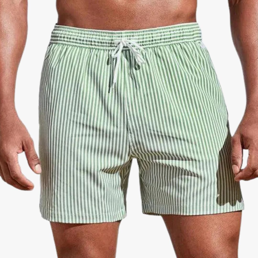 Miles & Luna Swim Trunks Striped Pattern Elastic Waistband with Drawstring Quick-Dry for Men