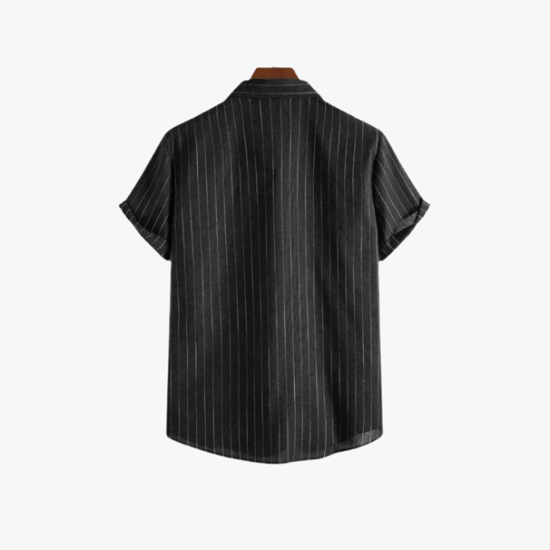 Miles & Luna | Trendy Men's Striped Short-Sleeve Shirt – Casual Cotton Button-Up