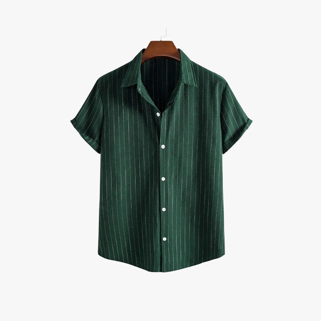 Miles & Luna | Trendy Men's Striped Short-Sleeve Shirt – Casual Cotton Button-Up