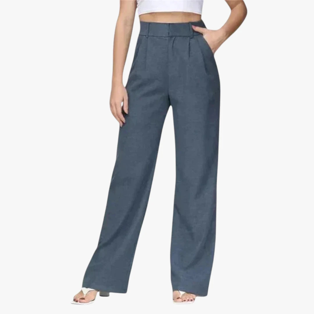 Miles & Luna Trousers – High Waist with Wide Legs, Elastic Band