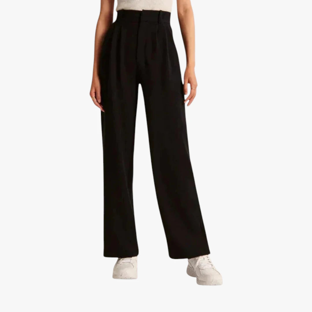 Miles & Luna Trousers – High Waist with Wide Legs, Elastic Band