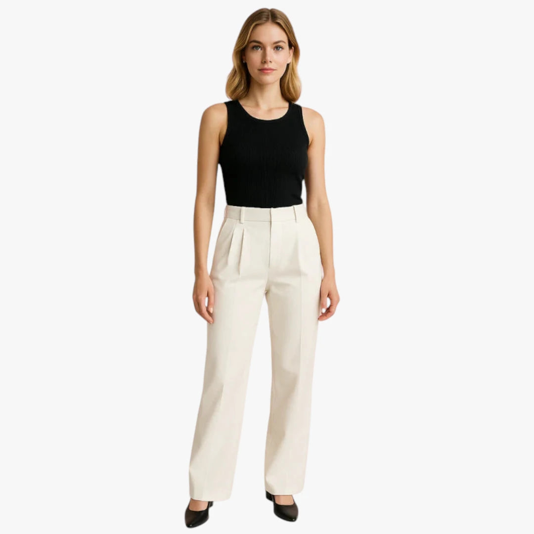 Miles & Luna Trousers – High Waist with Wide Legs, Elastic Band