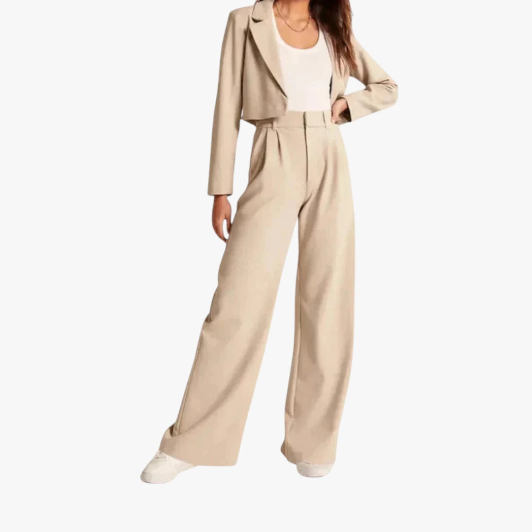 Miles & Luna Trousers – High Waist with Wide Legs, Elastic Band