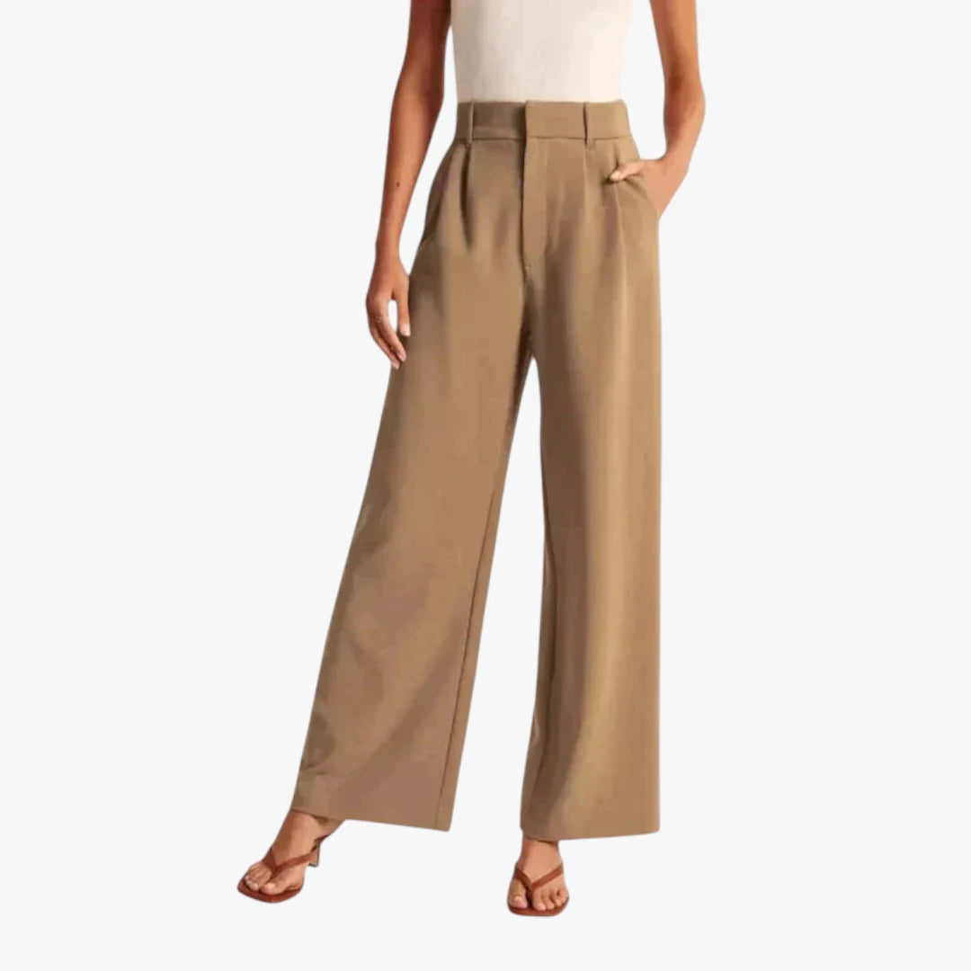Miles & Luna Trousers – High Waist with Wide Legs, Elastic Band