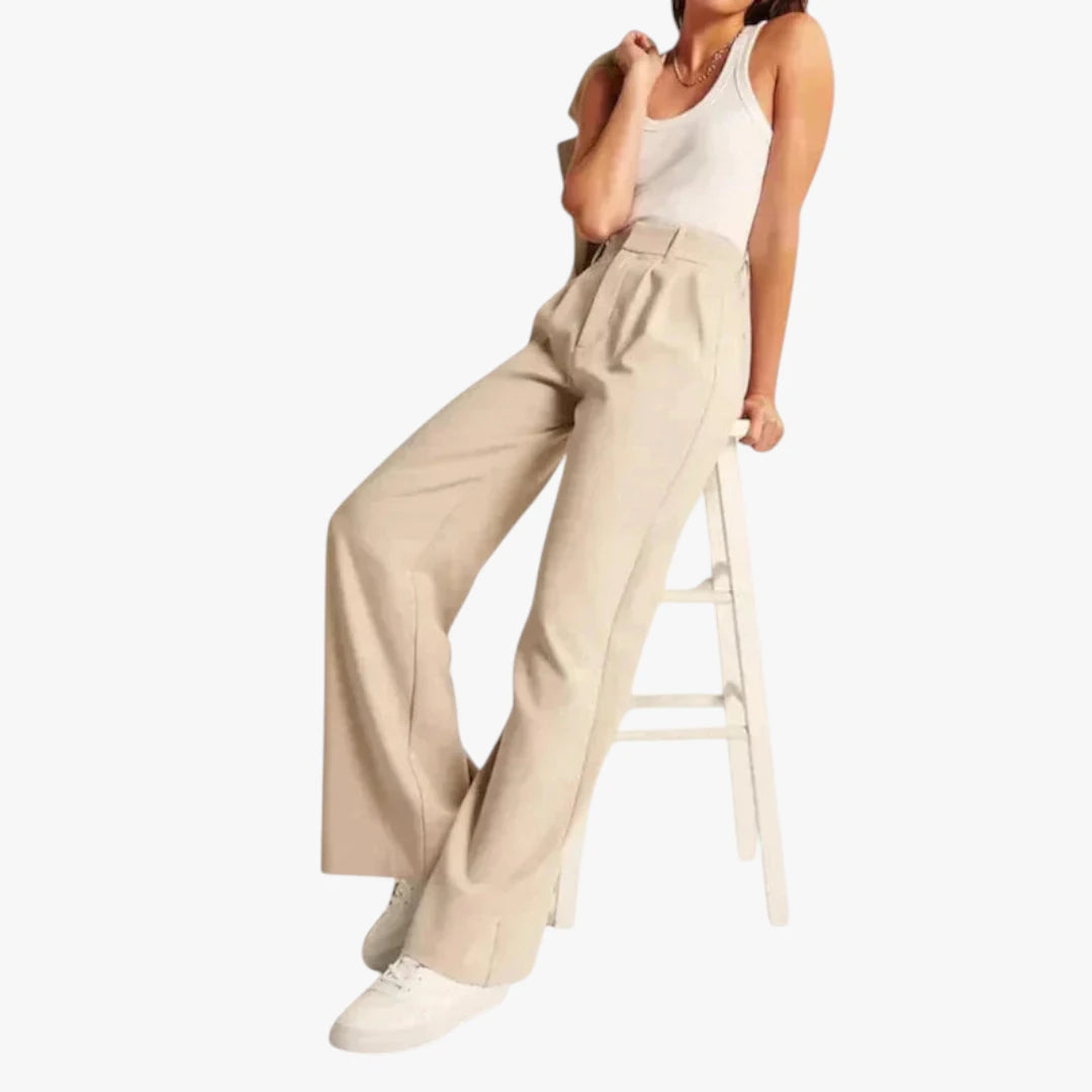 Miles & Luna Trousers – High Waist with Wide Legs, Elastic Band