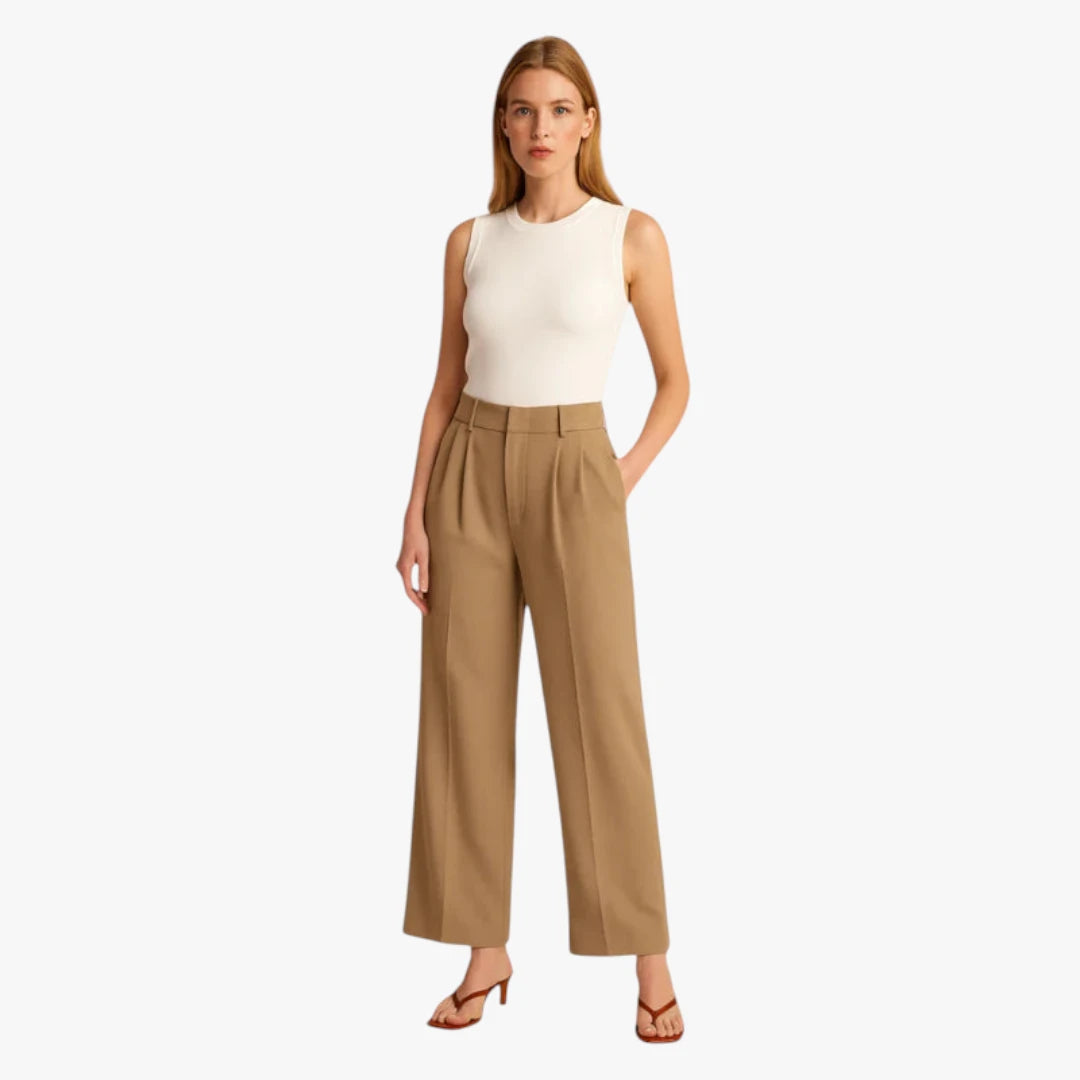 Miles & Luna Trousers – High Waist with Wide Legs, Elastic Band