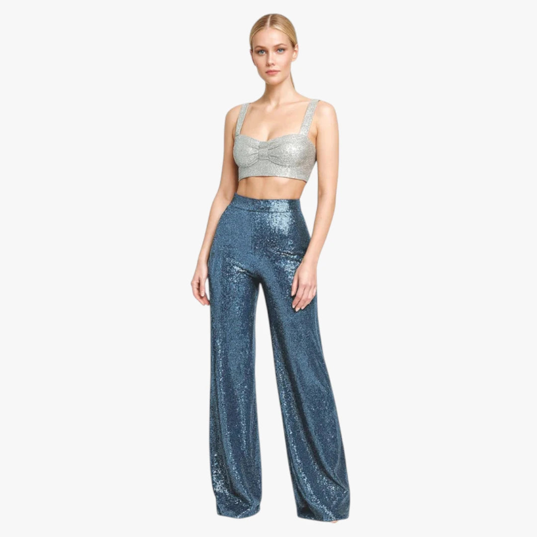 Miles & Luna Trousers Plain Fabric With High Waist Straight Legs For Women