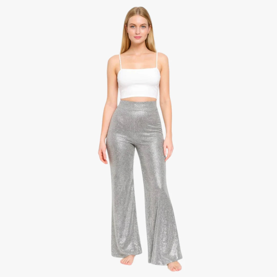 Miles & Luna Trousers Plain Fabric With High Waist Straight Legs For Women