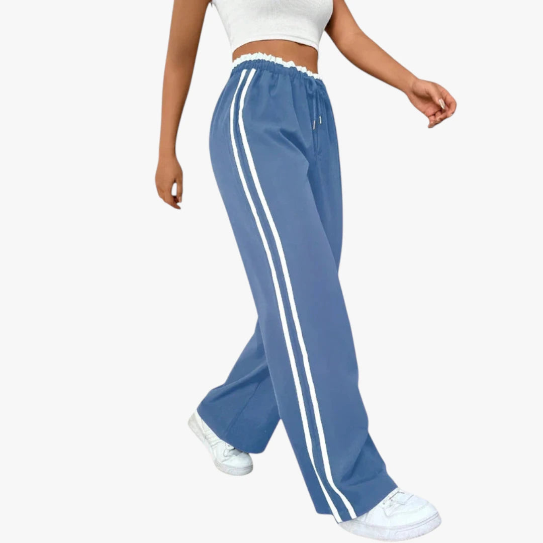Miles & Luna Trousers – Wide Leg with Elastic Waistband, Sporty Cut