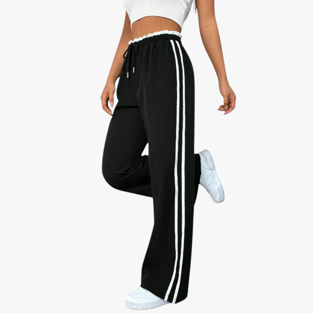 Miles & Luna Trousers – Wide Leg with Elastic Waistband, Sporty Cut