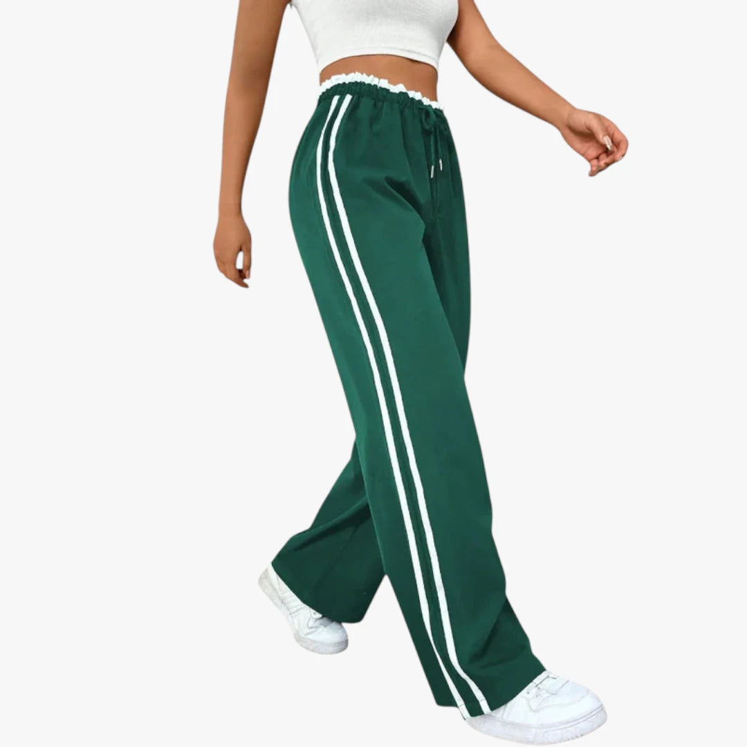 Miles & Luna Trousers – Wide Leg with Elastic Waistband, Sporty Cut
